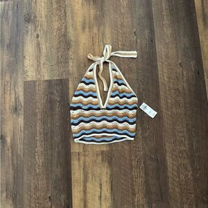 Hollister Wavy Crochet Halter Top in Earth Tones